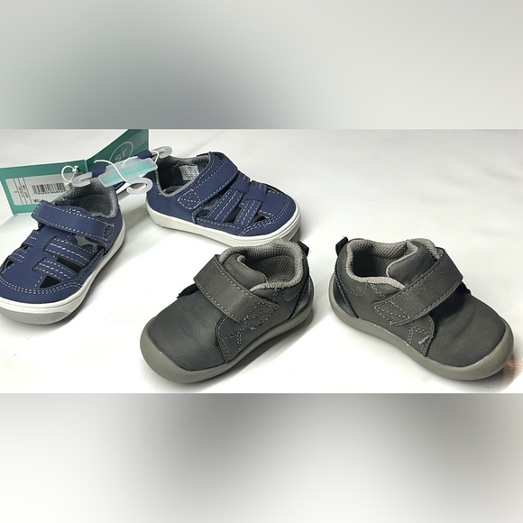 Stride Rite *2 Pairs* Baby Shoes Set - Blue Pair NWT & Gray Pair Preloved Size 3 - Picture 15 of 16